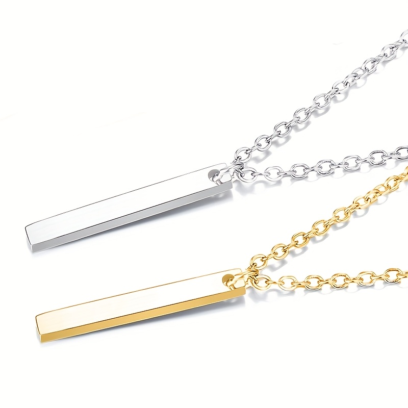 Women's Minimalist Elegant Stainless Steel Geometric Rectangle Pendant Necklace
